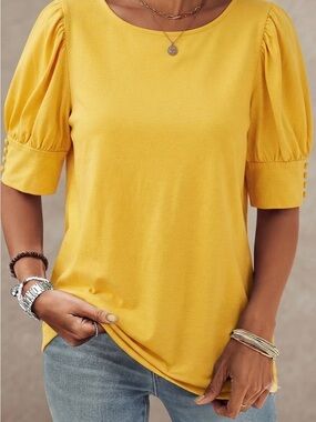 Oris Yellow Puff Sleeve Short Sleeve Top